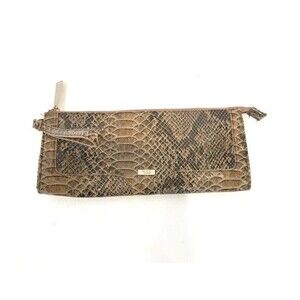 MNG Mango Brown Snakeskin Clutch Wristlet Small Animal Print